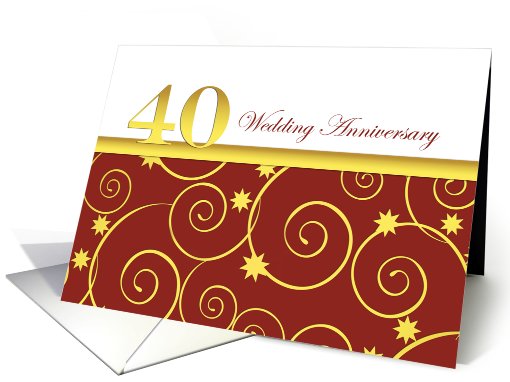40th wedding anniversary invitation, elegant golden swirls... (743410)