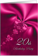 Elegant, silky, purple 20th Birthday party invitation card