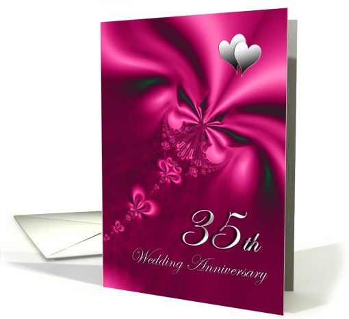 Elegant, silky, purple 35th Wedding Anniversary invitation card