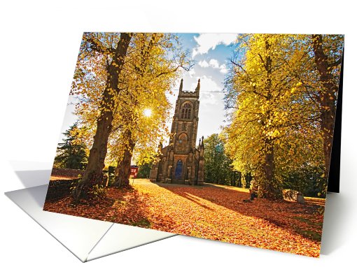 Beautiful Autumn and gothic church in Scotland, blank card (759592)