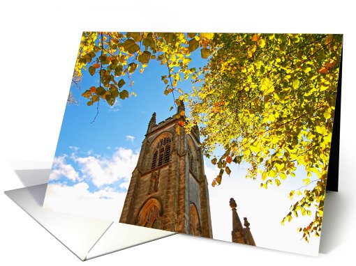 Beautiful Autumn and gothic church in Scotland, blank card (759596)