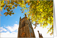 Beautiful Autumn and gothic church in Scotland, blank card