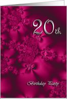 Elegant, silky, purple 20 Birthday party invitation card