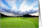 Golf course with amazing sky, blank card