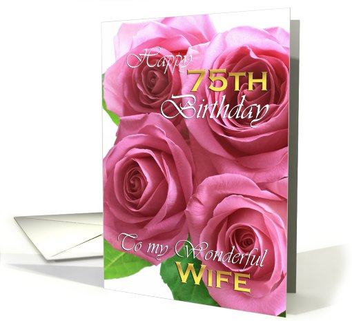 Beautiful Roses 75th birthday for my wonderful wife card (791998)
