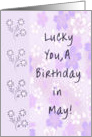 May Birthday card in Lavender with Flowers card