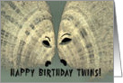 Twins Birthday Card with Pale Yellow Fish card