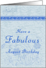 August Birthday Light Blue Card, Swirley Flowers card