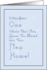 New Home One Year Anniversary card