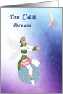 Christmas Fantasy with Fairy Swinging on a Christmas Bulb card