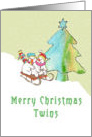 Merry Christmas Twins Tree & Snowmen card