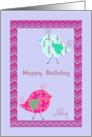 Birthday for Abbey with Two Cute Designer Birds card