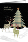 Christmas with a Plaid Tree Deer & Starry Night card