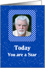 Birthday in Royal Blue with Stars & Add Photo card