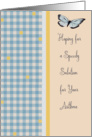 Asthma Get Well Blue Butterfly & Checked Print card