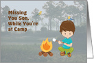 Missing Son While at Camp Boy Toasting Marshmallows card