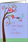 First Easter for Daughter Cute Birds & Flowering Tree card