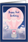 First Birthday Pink Hot Air Balloon & Bear card
