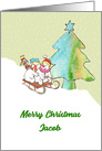 Merry Christmas Jacob with Snow Kids Sliding card
