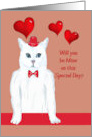 Valentine with White Cat and Hat card