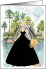 Bride and Groom in Black Congratulations card