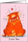 Valentine Cat for Mom in Orange & Pink card