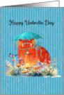 Umbrella Day with Comical Cat card