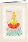 Engagement Congratulations, Girl in Colorful Retro Gown card