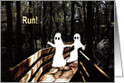 Halloween with Ghosts Running Afraid of the Dark Forest card