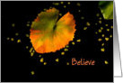 Believe in New Beginnings, Orange and Green Water Lily Leaf card