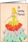Maid of Honor, Retro drawing, Girl in a Colorful Ruffled Gown card