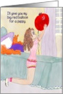 Congratulations, new Puppy, Drawing of a Young Girl willing to give up Her Balloon. card