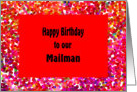 Birthday for Mailman, Bright Red and Cheerful Digital Design card