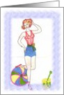 Bon Voyage, Vacation, Drawing of a Girl on the Beach card