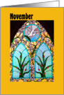 November Birthday, Church Window Retro Design card