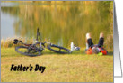Father’s Day, Relaxing by the Pond. Bicycling. card