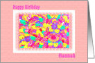 Birthday for Hannah, Pink, Butterflies, from Friends card