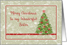 Christmas for Sister, Green & Red, Digital Christmas Tree card