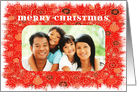 Photo Christmas Card in Red for Family Image Insert. card