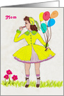 Mother’s Day Card Young Girl all Dressed Up Vintage. card