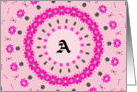 Blank Monogram Letter A in Pink Flowers card