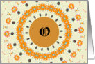 Blank Monogram Letter O in Orange Flowers card