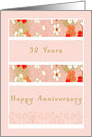 Anniversary Card, 32nd, Orange, Red and White Flowers card