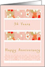 Anniversary Card for the 34th Year, Peach with Flowers card
