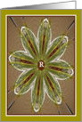 Monogram R Blank Card, Kaleidoscope in Green card