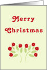 Christmas Card in Red, Green and Lt Green with Red Flowers card