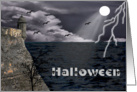 Halloween Card with a Dark Scary Scene by the Edge of the Sea card