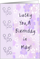 May Birthday card in Lavender with Flowers card