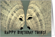 Twins Birthday Card with Pale Yellow Fish card