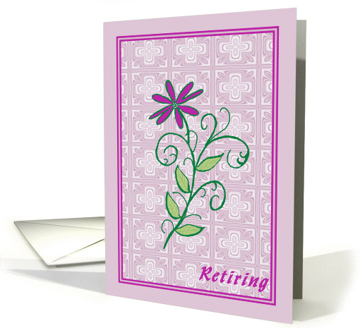 Retirement, Purple Flower with Designer Background card (1088440)
